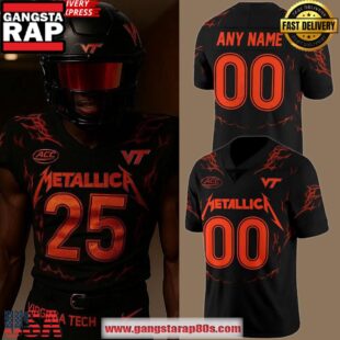 Virginia Tech Hokies x Metallica 2025 Custom Football Jersey