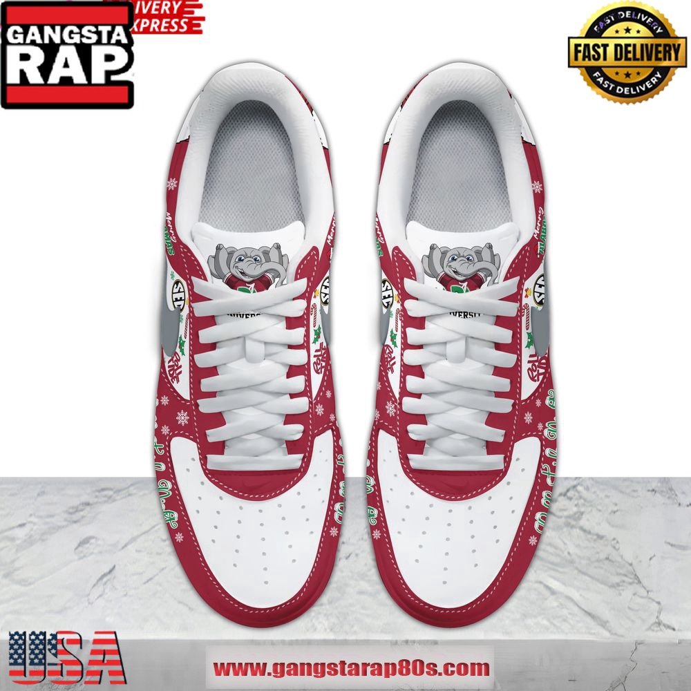 Alabama Crimson Tide Merry Christmas Air Force 1 Running Sneakers Shoes Alabama Crimson Tide Merry Christmas Air Force 1 Running Sneakers Shoes