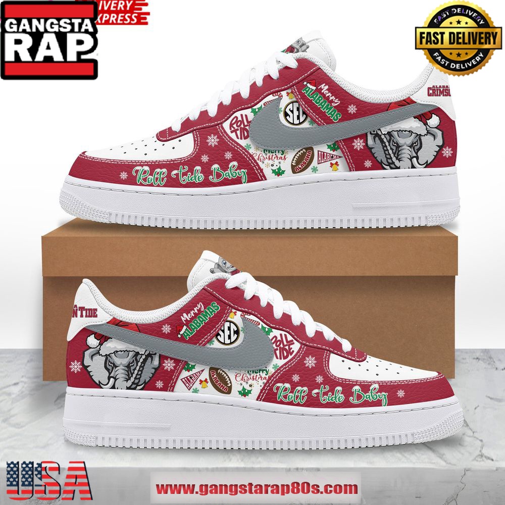 Alabama Crimson Tide Merry Christmas Air Force 1 Running Sneakers Shoes