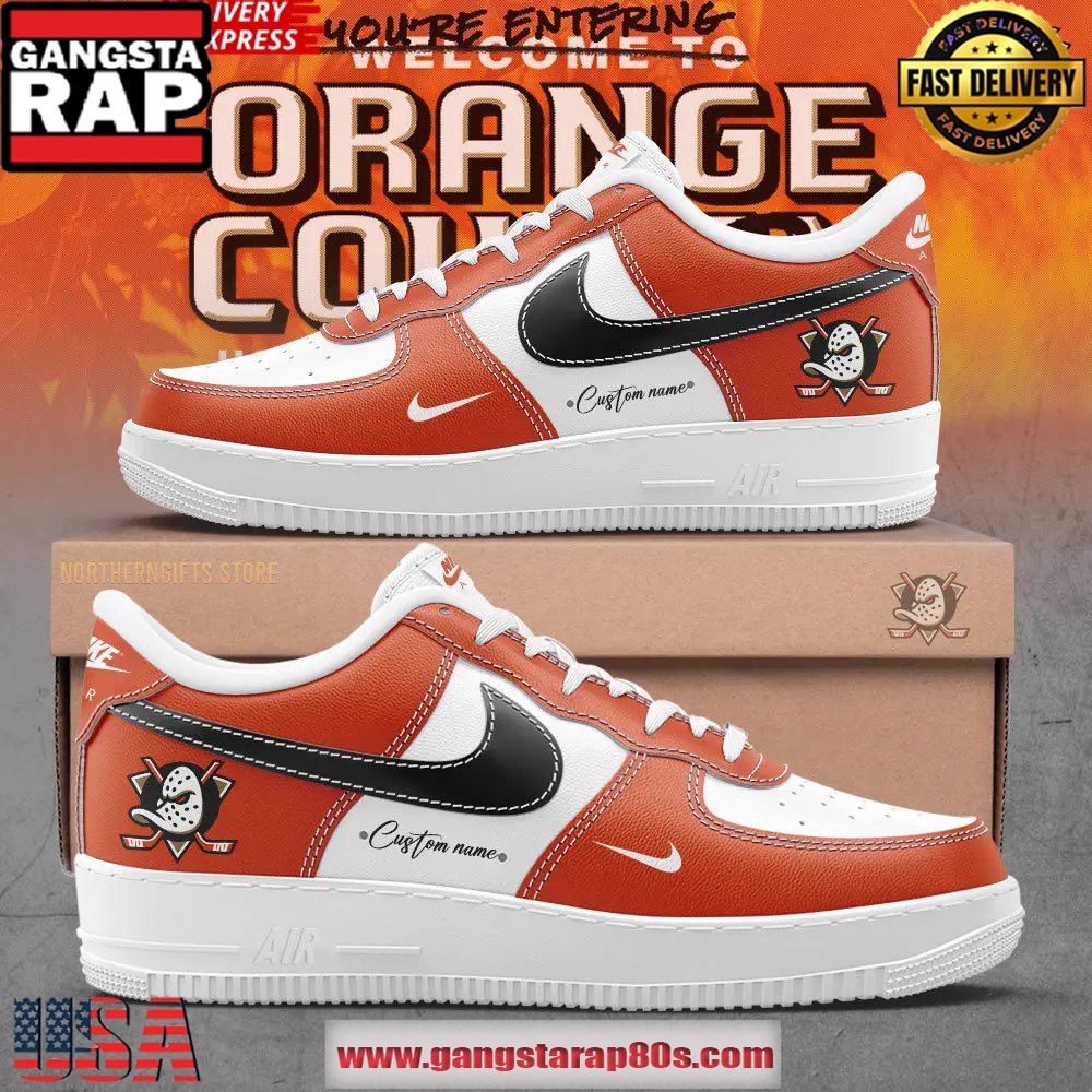 Anaheim Ducks Orange County Custom Air Force 1 Running Sneakers Shoes