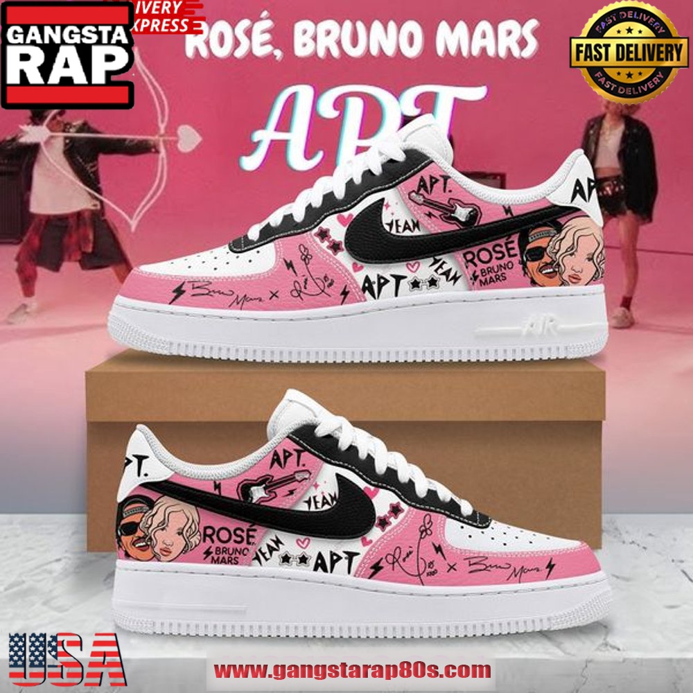 APT Bruno Mars x Ros? Limited Edition Air Force 1 Running Sneakers