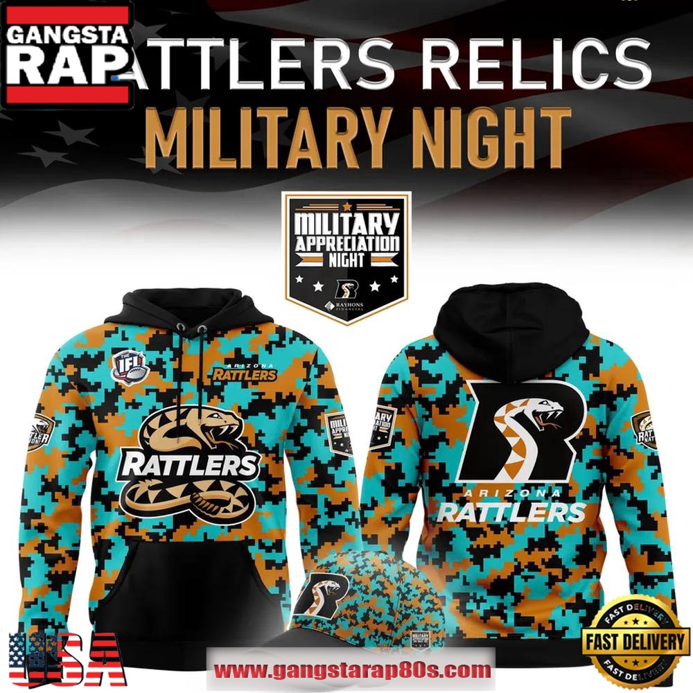 Arizona Rattlers 2025 Military Night Special Edition Unisex Hoodie Arizona Rattlers 2025 Military Night Special Edition Unisex Hoodie