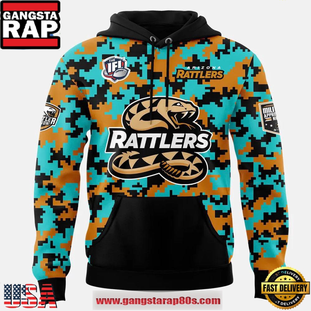 Arizona Rattlers 2025 Military Night Special Edition Unisex Hoodie Arizona Rattlers 2025 Military Night Special Edition Unisex Hoodie