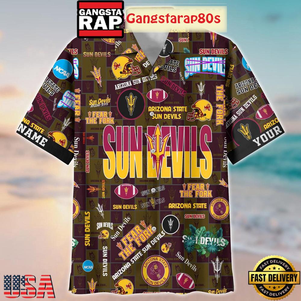 Arizona State Sun Devils Solgan Fear The Fork True Fan Spirit Custom Name Aloha Hawaiian Shirt Arizona State Sun Devils Solgan Fear The Fork True Fan Spirit Custom Name Aloha Hawaiian Shirt