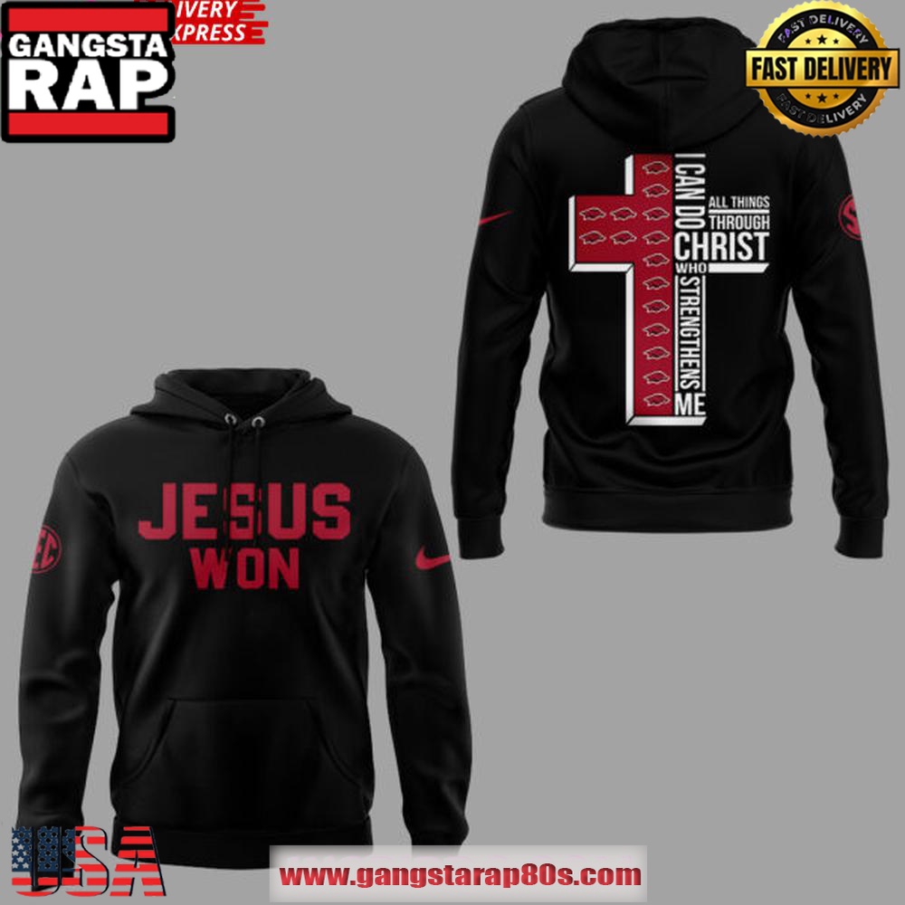 Arkansas Razorback Jesus Won 2025 Unisex Hoodie