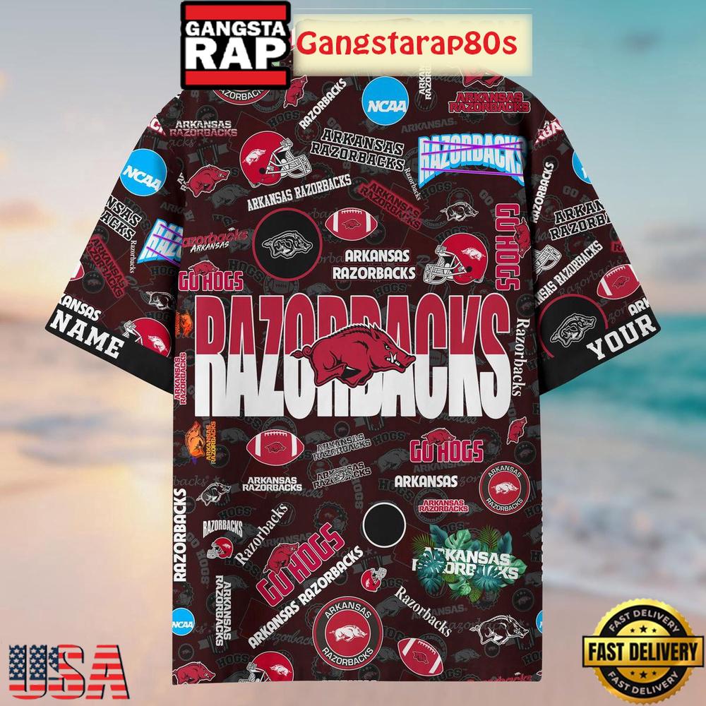 Arkansas Razorbacks Solgan Go Hogs True Fan Spirit Custom Name Aloha Hawaiian Shirt Arkansas Razorbacks Solgan Go Hogs True Fan Spirit Custom Name Aloha Hawaiian Shirt