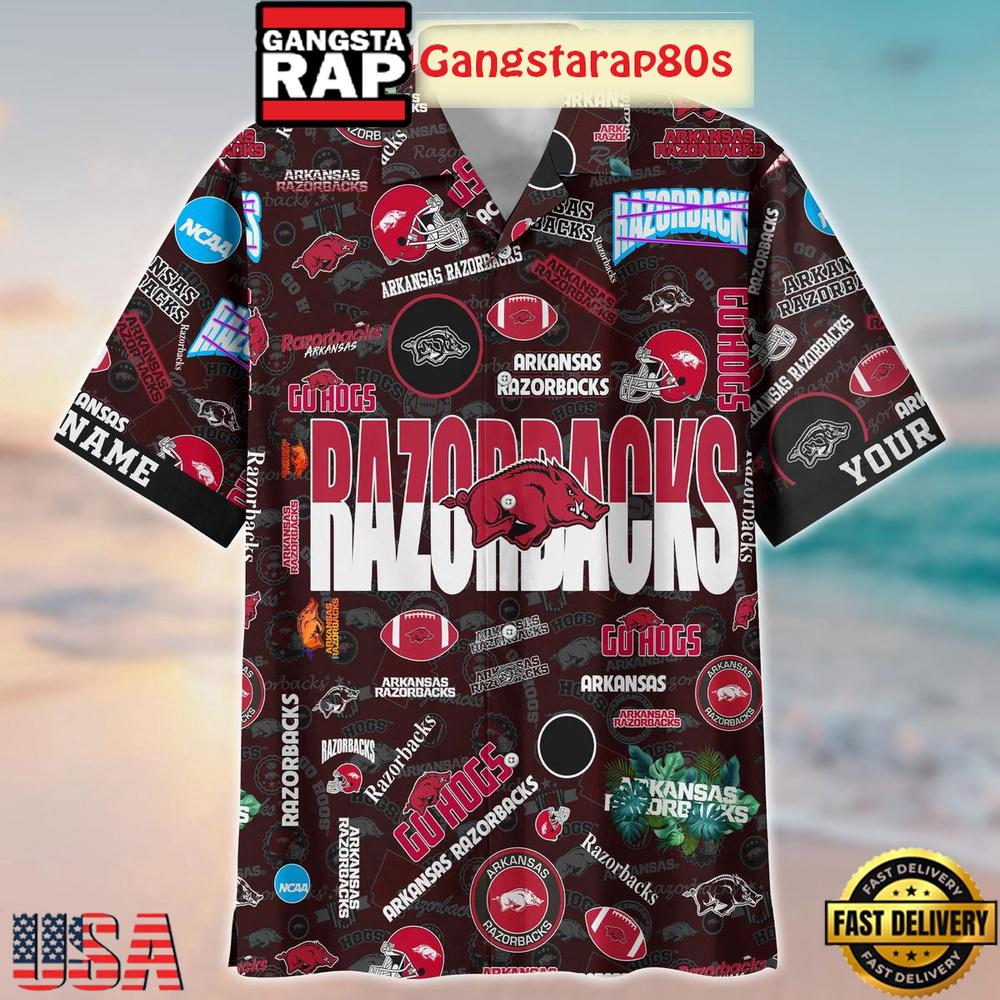 Arkansas Razorbacks Solgan Go Hogs True Fan Spirit Custom Name Aloha Hawaiian Shirt Arkansas Razorbacks Solgan Go Hogs True Fan Spirit Custom Name Aloha Hawaiian Shirt