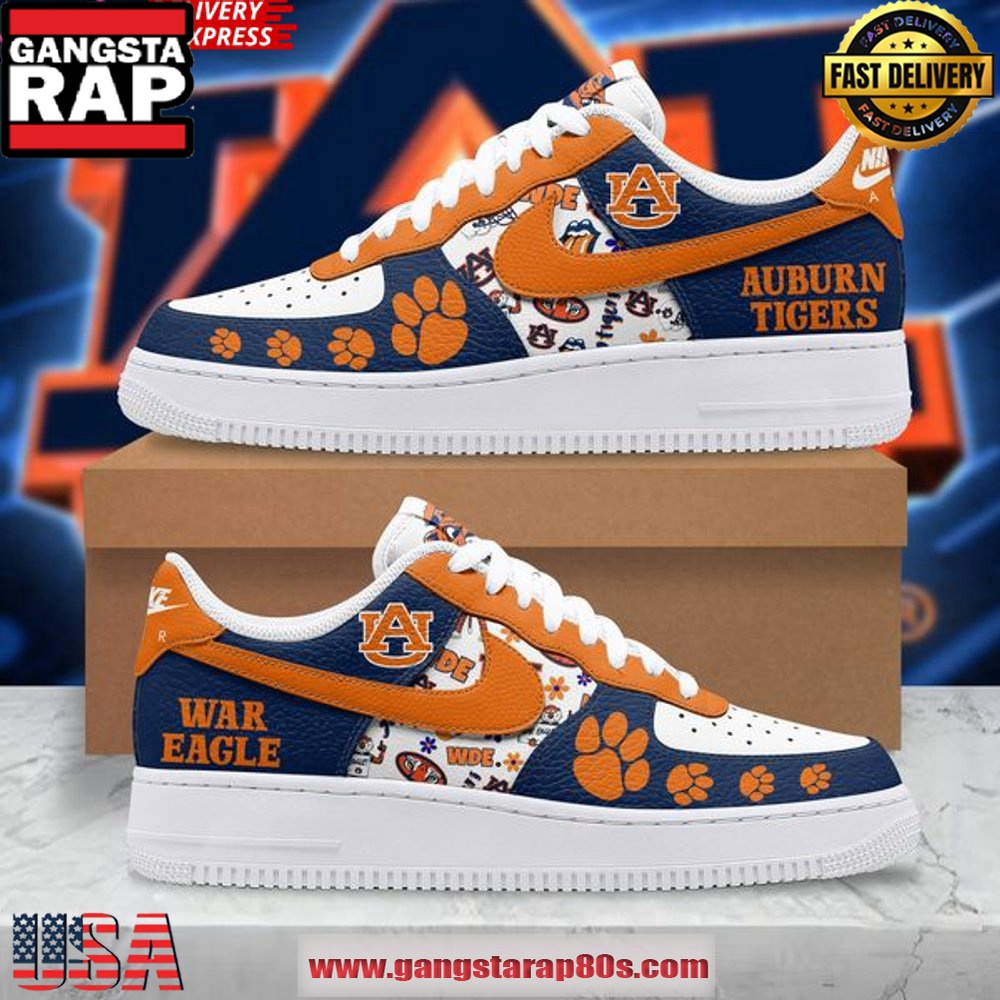Auburn Tigers War Eagle Nike Air Force 1 Running Sneakers Shoes