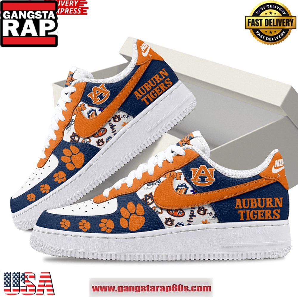 Auburn Tigers War Eagle Nike Air Force 1 Running Sneakers Shoes