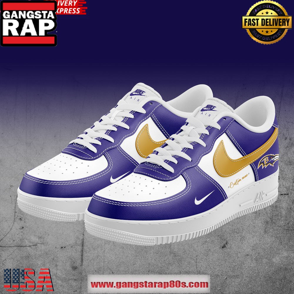Baltimore Ravens Custom Nike Air Force 1 Running Sneakers Shoes