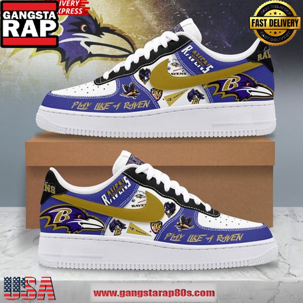 Baltimore Ravens Play Like A Raven Air Force 1 Running Sneakers Shoes