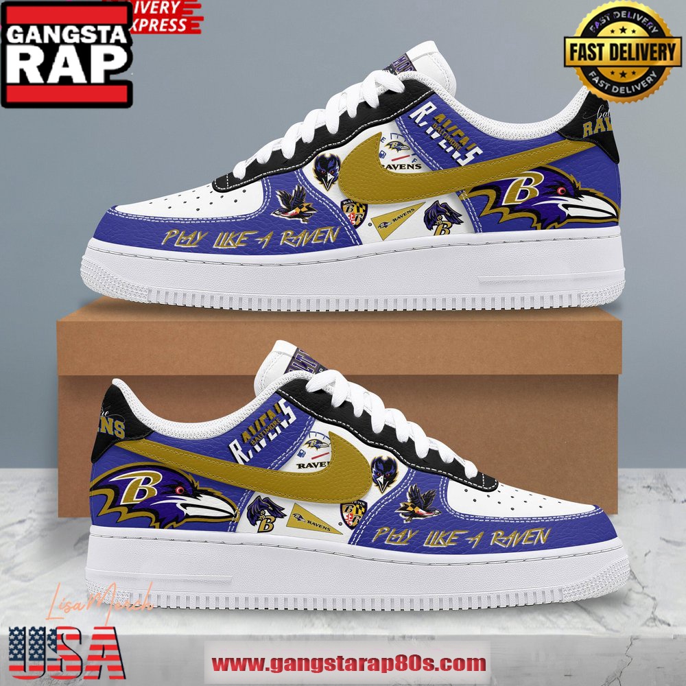 Baltimore Ravens Play Like A Raven Air Force 1 Running Sneakers Shoes
