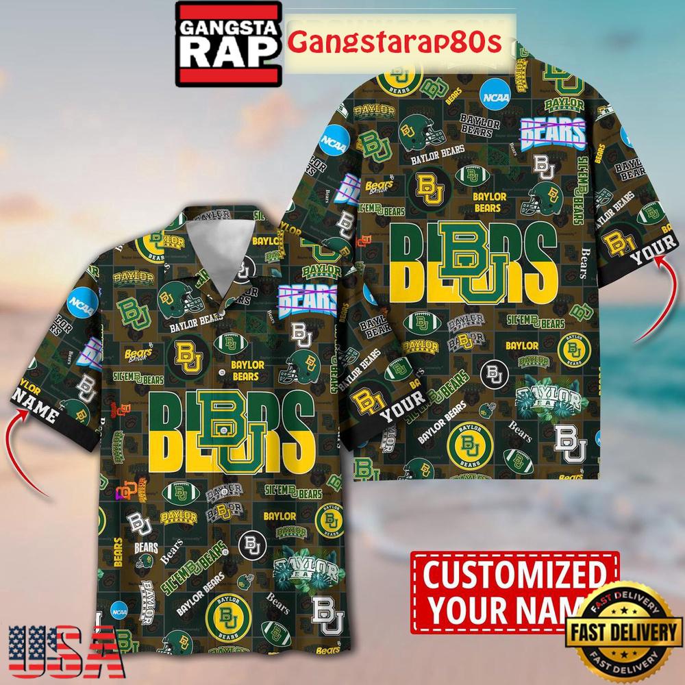 Baylor Bears Solgan Sic'em Bears True Fan Spirit Custom Name Aloha Hawaiian Shirt Baylor Bears Solgan Sic'em Bears True Fan Spirit Custom Name Aloha Hawaiian Shirt