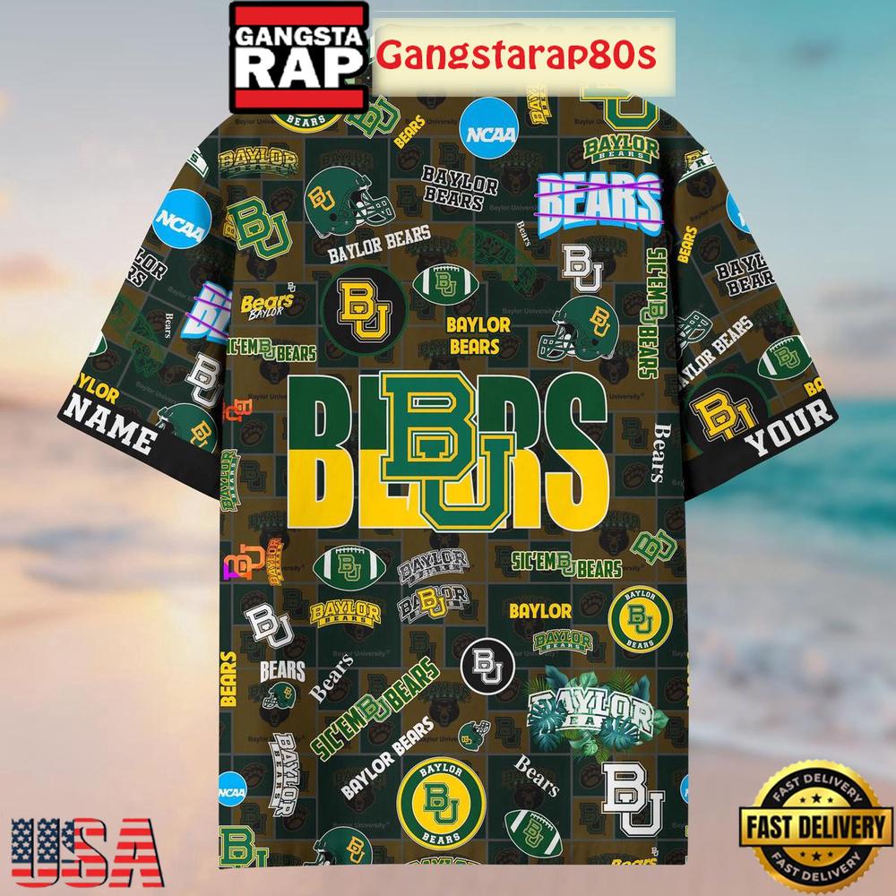 Baylor Bears Solgan Sic'em Bears True Fan Spirit Custom Name Aloha Hawaiian Shirt Baylor Bears Solgan Sic'em Bears True Fan Spirit Custom Name Aloha Hawaiian Shirt