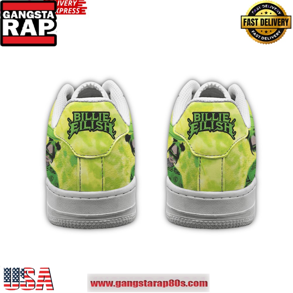 Billie Eilish Neon Vibes Limited Edition Air Force 1 Running Sneakers Shoes Billie Eilish Neon Vibes Limited Edition Air Force 1 Running Sneakers Shoes