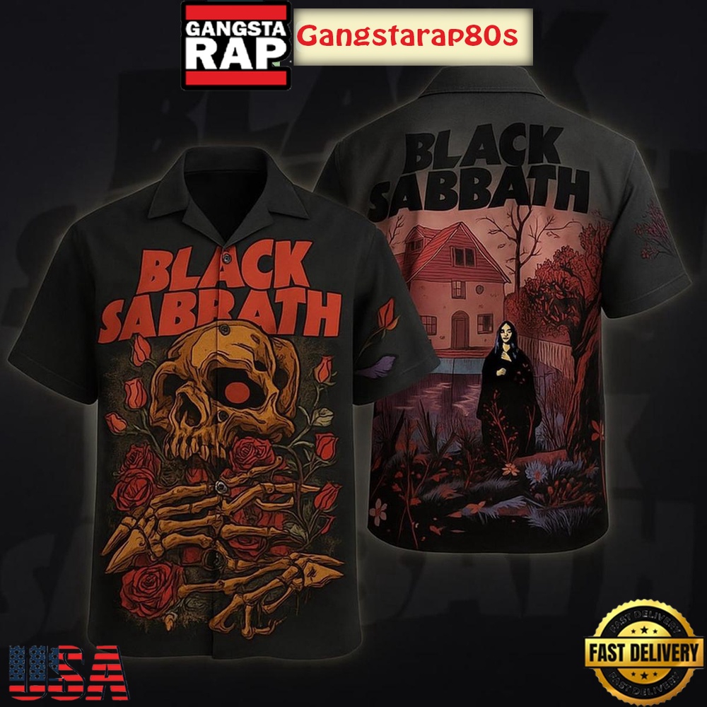 Black Sabbath Rose Skull 2025 Aloha Hawaiian Shirt