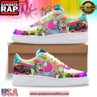 Blink-182 Neon Pop Punk Limited Edition Air Force 1 Shoes Running Sneakers