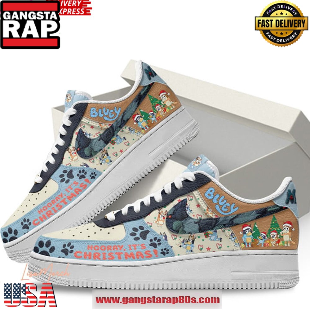 Bluey Hooray It's Christmas Limited Edition Air Force 1 Sneakers Shoes Bluey Hooray It's Christmas Limited Edition Air Force 1 Sneakers Shoes