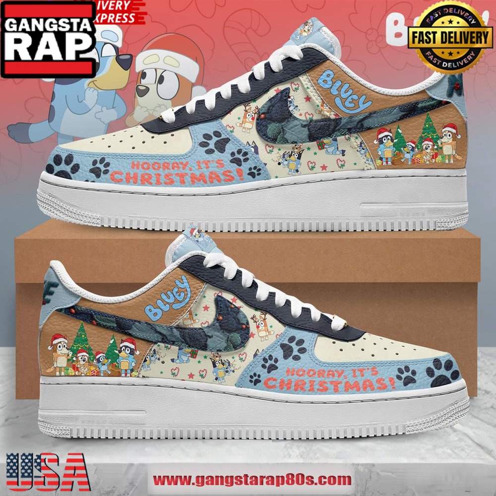 Bluey Hooray It's Christmas Limited Edition Air Force 1 Sneakers Shoes Bluey Hooray It's Christmas Limited Edition Air Force 1 Sneakers Shoes