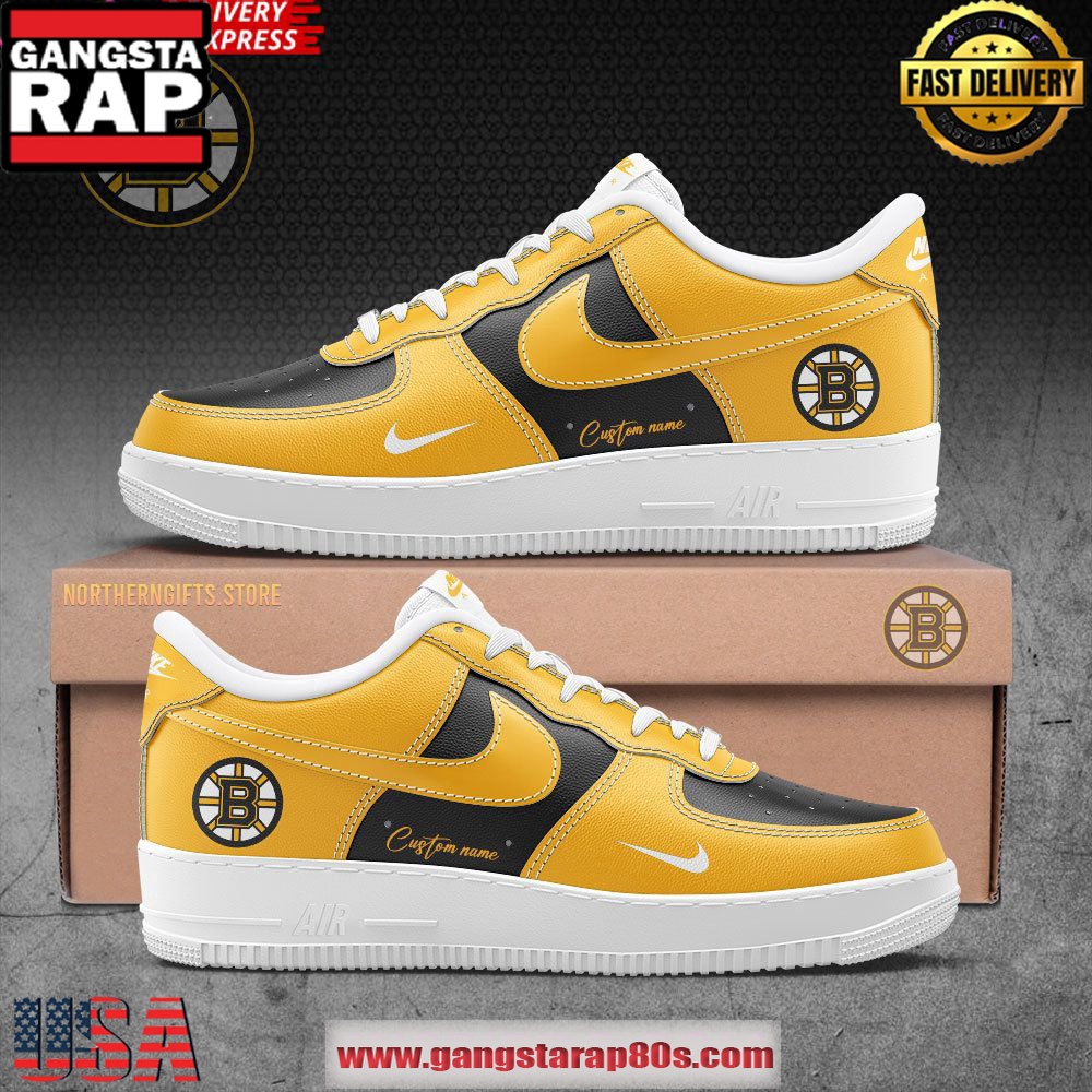 Boston Bruins Hockey Ice Custom Air Force 1 Sneakers Shoes Boston Bruins Hockey Ice Custom Air Force 1 Sneakers Shoes