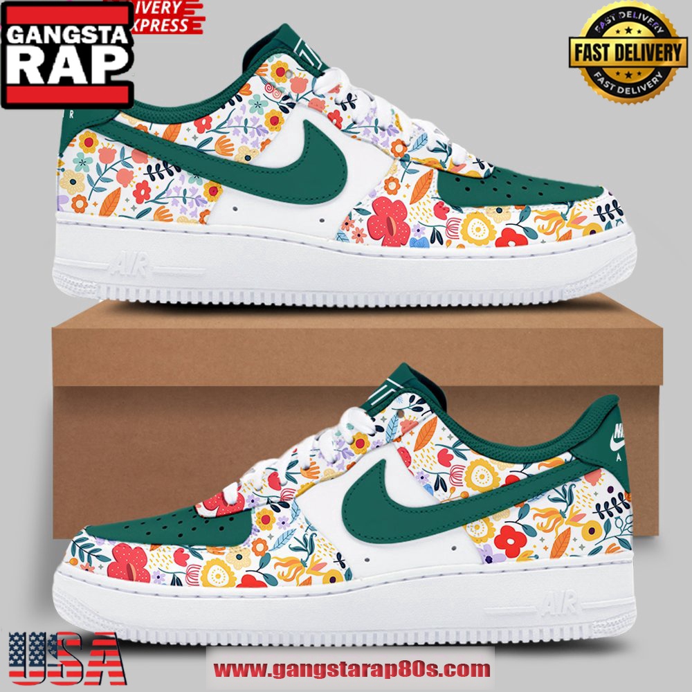 Boston Celtics Garden Flower Air Force 1 Running Sneakers Shoes