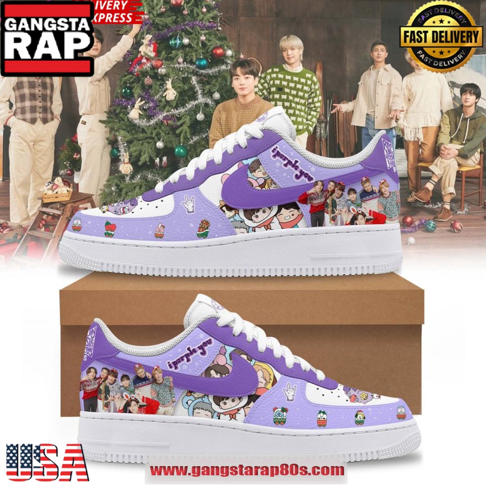BTS Purple Christmas Holiday Special Air Force 1 Running Sneakers Shoes