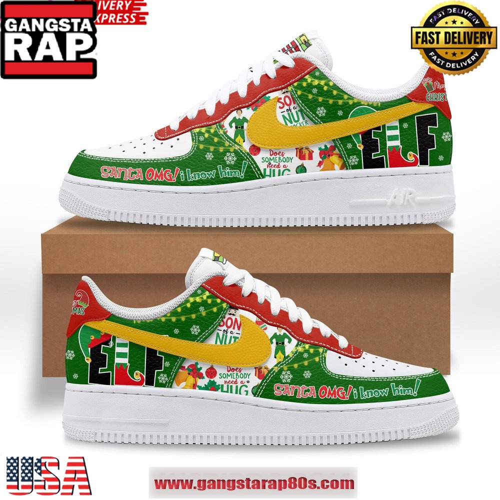 Buddy the Elf Limited Edition Air Force 1 Running Sneakers Shoes