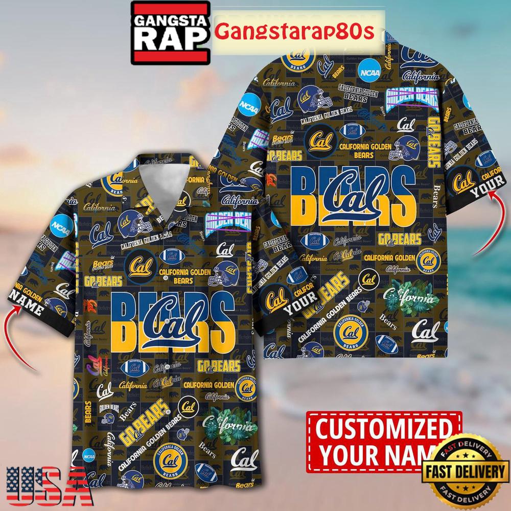 California Golden Bears Solgan Go Bears True Fan Spirit Custom Name Aloha Hawaiian Shirt