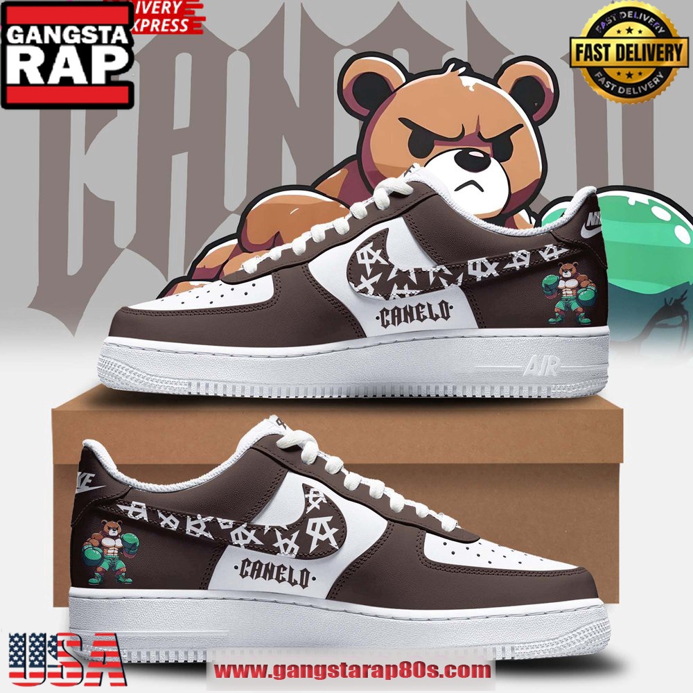 Canelo Bear Boxing Limited Edition Air Force 1 Running Sneakers Shoes Canelo Bear Boxing Limited Edition Air Force 1 Running Sneakers Shoes