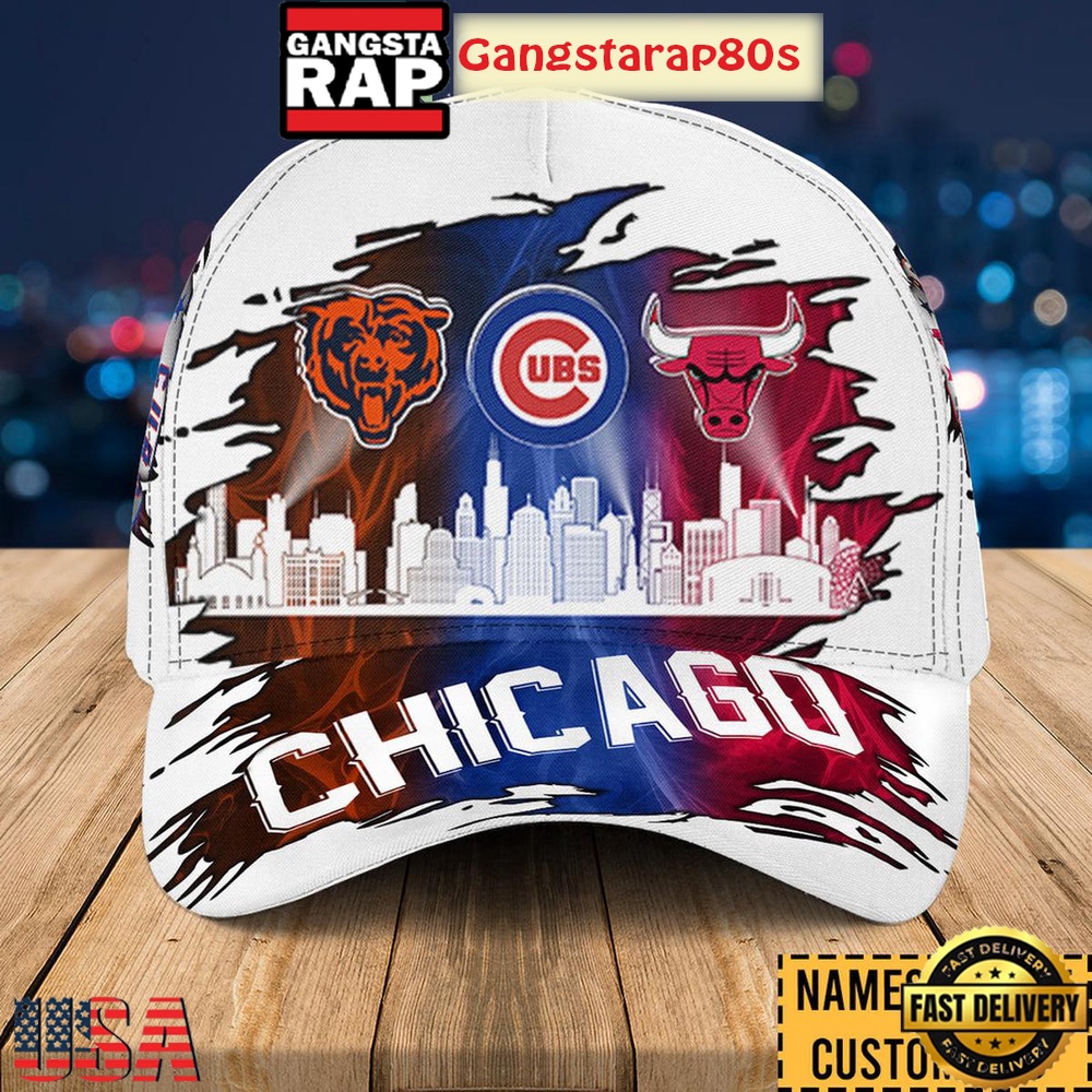 Chicago Bears Cubs And Bulls Custom Classic Cap Hats