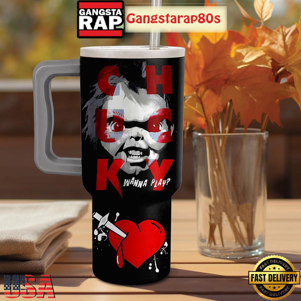 Chucky Wanna Play Friends Tumbler Cup 40oz Chucky Wanna Play Friends Tumbler Cup 40oz