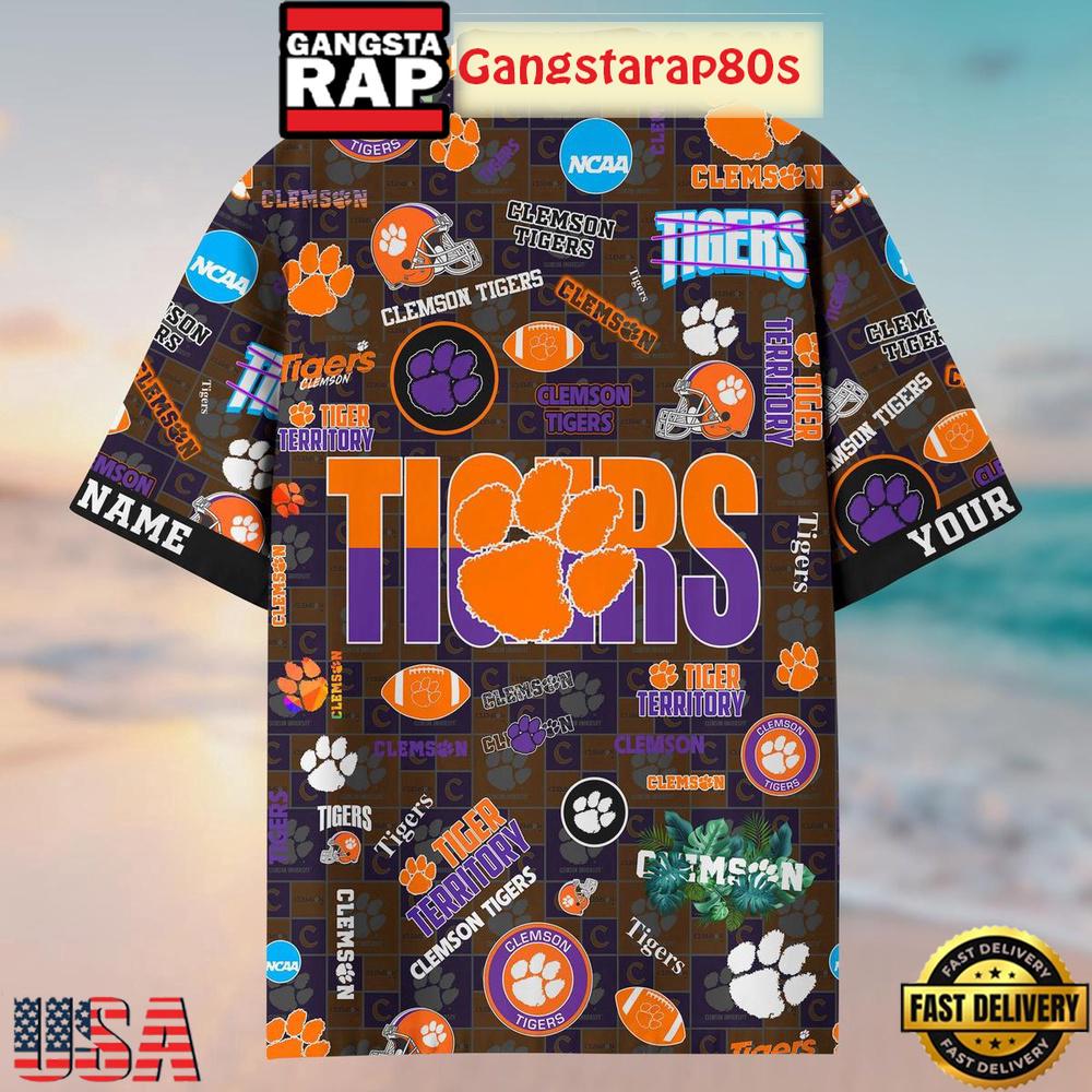 Clemson Tigers Solgan Tiger Territory True Fan Spirit Custom Name Aloha Hawaiian Shirt Clemson Tigers Solgan Tiger Territory True Fan Spirit Custom Name Aloha Hawaiian Shirt