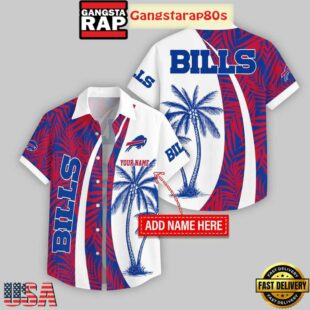Custom Name Buffalo Bills Coconut Pattern Hawaiian Shirt For Fans