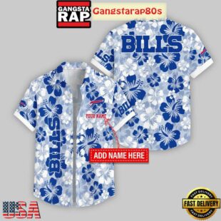Custom Name Buffalo Bills Flowers Pattern Hawaiian Shirt For Fans