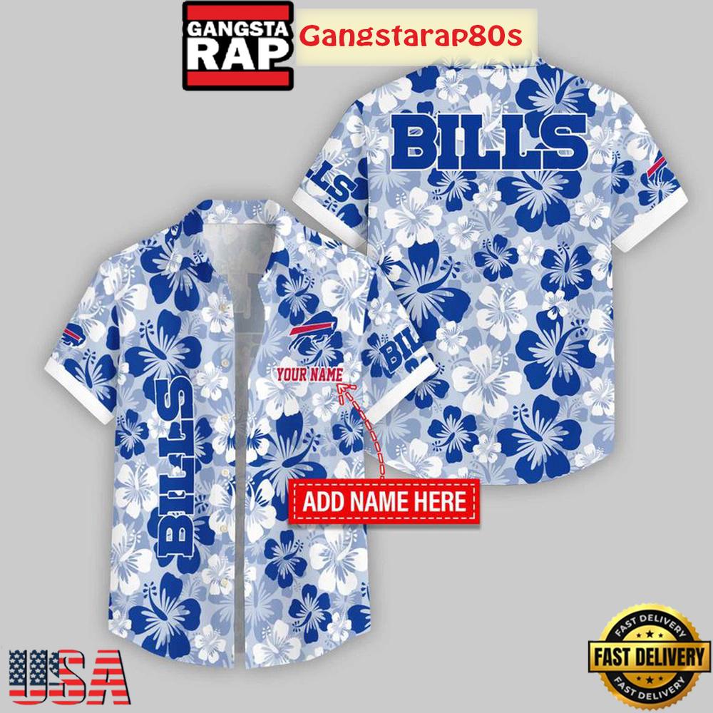 Custom Name Buffalo Bills Flowers Pattern Aloha Hawaiian Shirt Custom Name Buffalo Bills Flowers Pattern Aloha Hawaiian Shirt