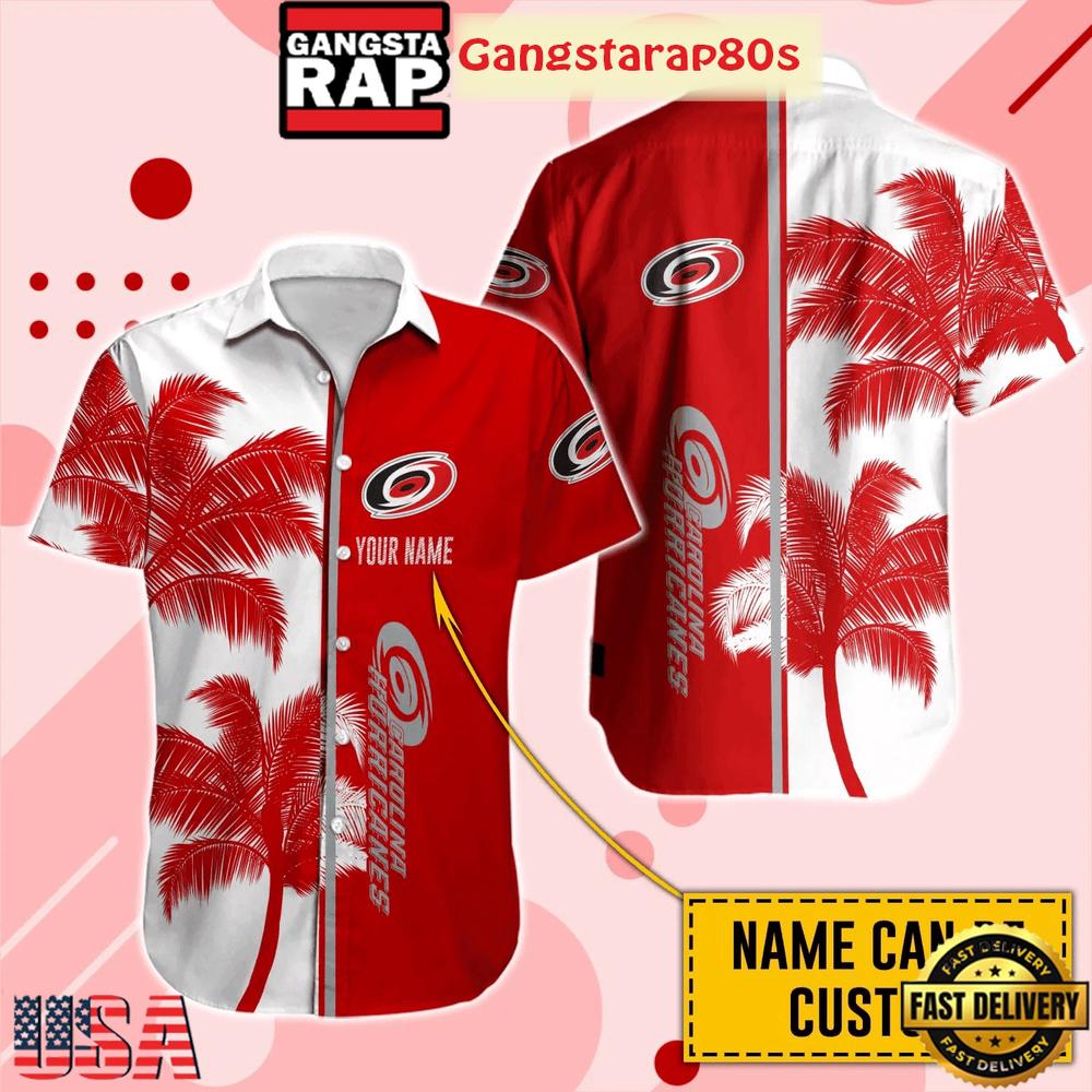 Custom Name Carolina Hurricanes Palm Bliss Summer Hawaiian Shirt