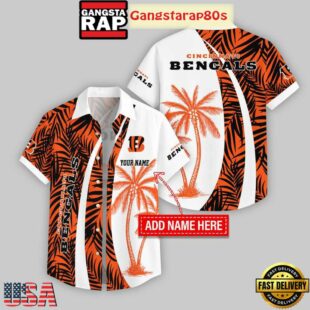 Custom Name Cincinnati Bengals Coconut Pattern Hawaiian Shirt For Fans