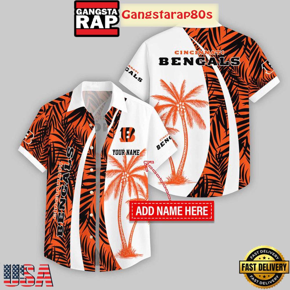 Custom Name Cincinnati Bengals Coconut Pattern Aloha Hawaiian Shirt Custom Name Cincinnati Bengals Coconut Pattern Aloha Hawaiian Shirt