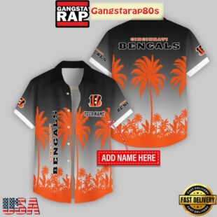 Custom Name Cincinnati Bengals Flowers Hawaiian Shirt For Fans
