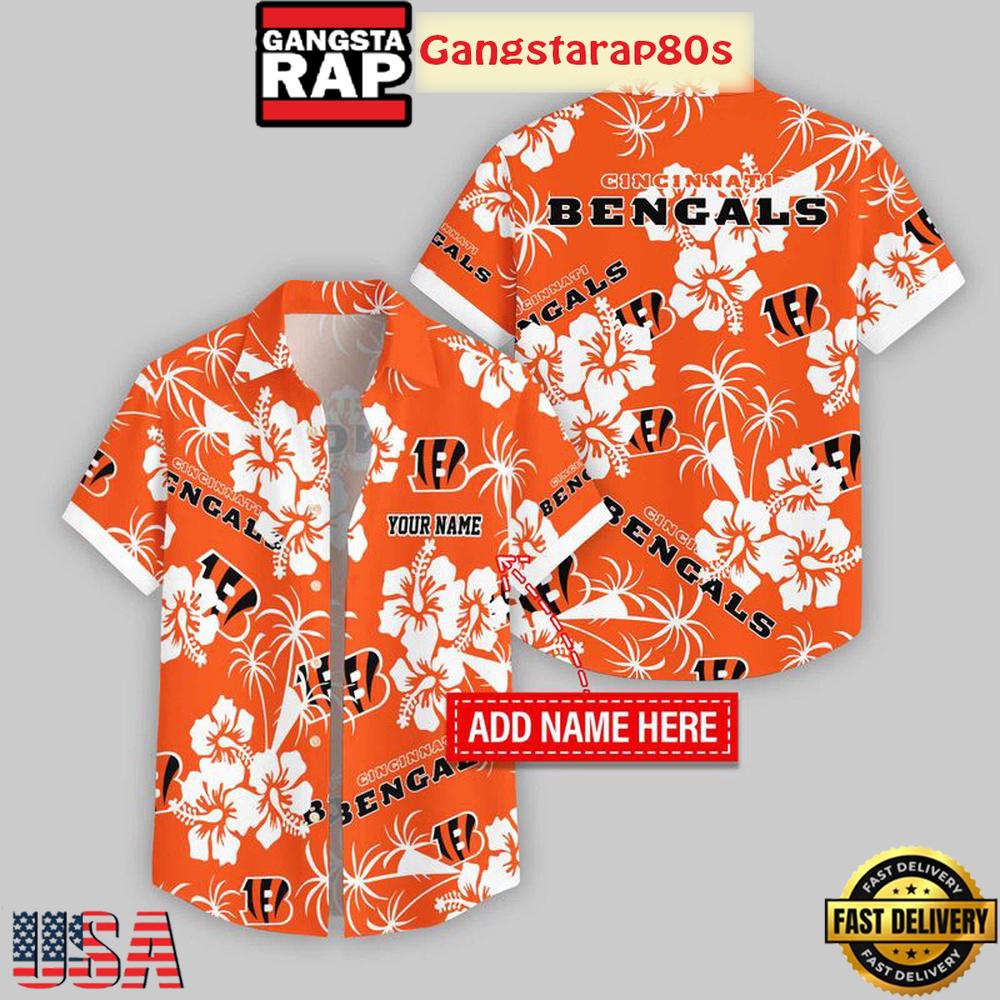 Custom Name Cincinnati Bengals Hibicus Aloha Hawaiian Shirt Custom Name Cincinnati Bengals Hibicus Aloha Hawaiian Shirt