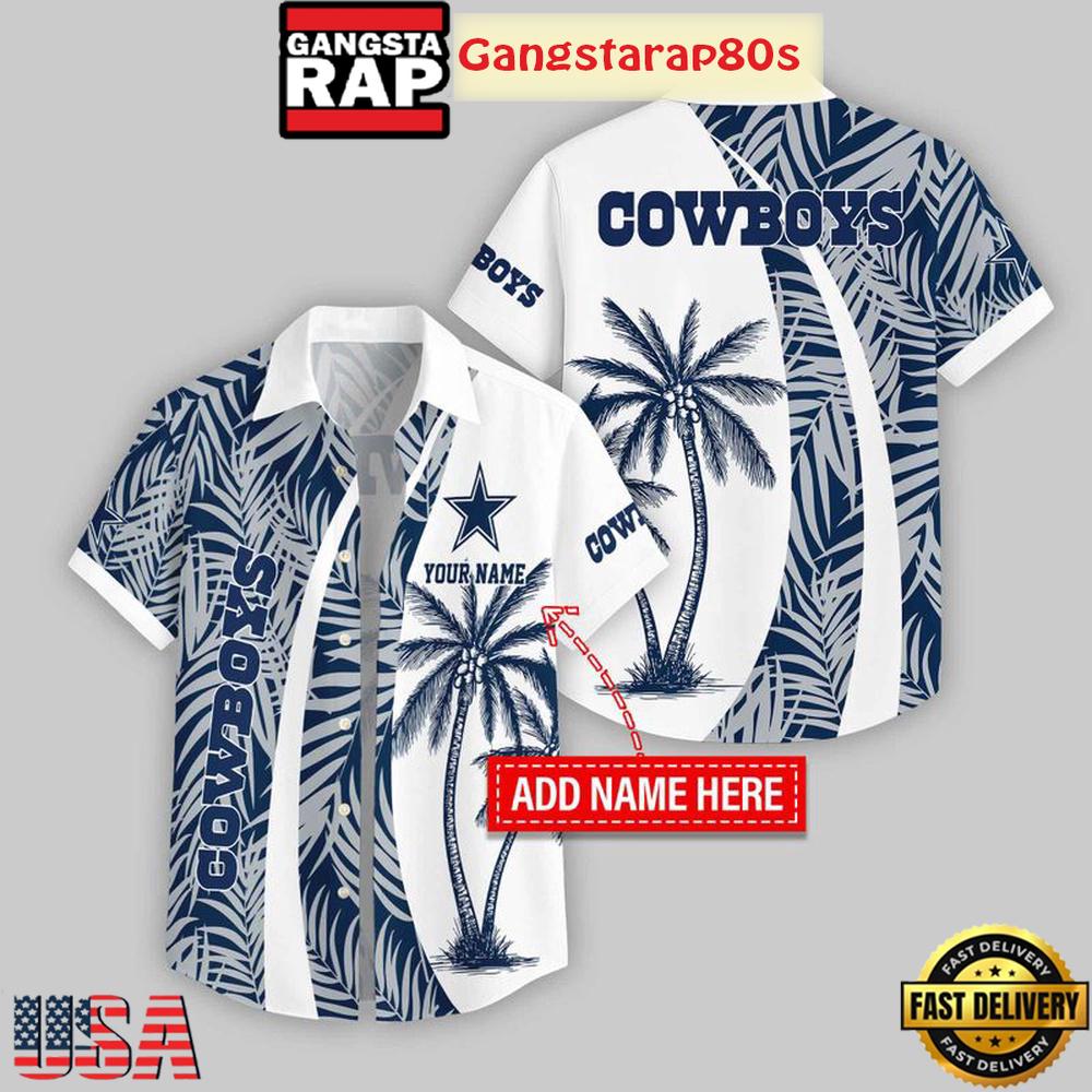 Custom Name Dallas Cowboys Coconut Pattern Hawaiian Shirt For Fans