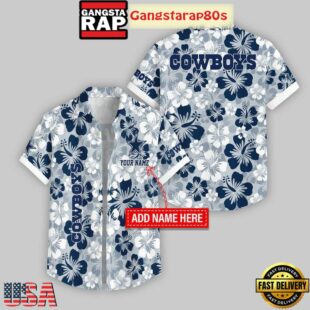 Custom Name Dallas Cowboys Flowers Pattern Hawaiian Shirt For Fans