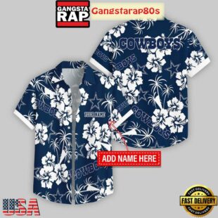 Custom Name Dallas Cowboys Hibicus Hawaiian Shirt For Fans