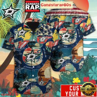 Custom Name Dallas Stars Retro Beach Summer Hawaiian Shirt
