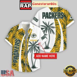 Custom Name Green Bay Packers Coconut Pattern Hawaiian Shirt For Fans