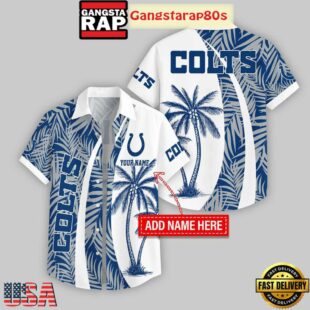 Custom Name Indianapolis Colts Coconut Pattern Hawaiian Shirt For Fans