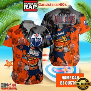 Custom Name Island Vibes Edmonton Oilers Summer Hawaiian Shirt