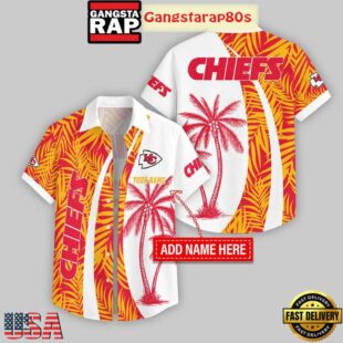 Custom Name Kansas City Chiefs Coconut Pattern Hawaiian Shirt For Fans