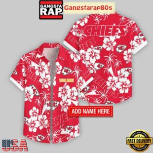 Custom Name Kansas City Chiefs Hibicus Pattern Hawaiian Shirt For Fans