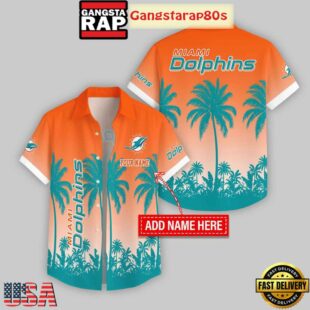 Custom Name Miami Dolphins Flowers Hawaiian Shirt For Fans